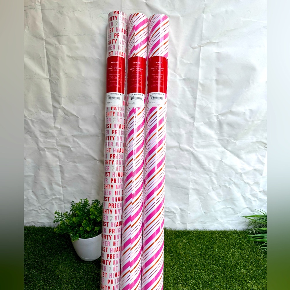 FRINGE heavy weight Christmas Gift Wrap Paper Roll
Lot of 3 New candy cane